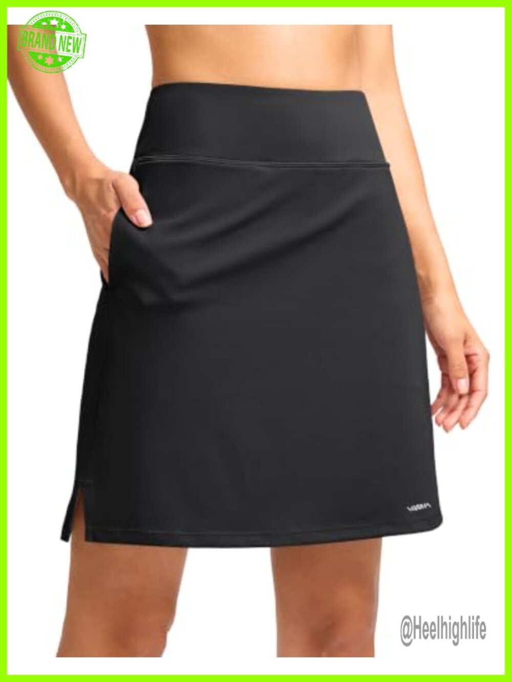 Stretchy High Waisted Skort with Pockets Golf Tennis Side Slit